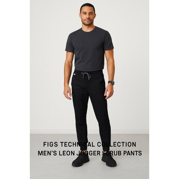 FIGS Technical Collection Men’s Leon Jogger Scrub Pant Black Large Performance - Picture 1 of 6